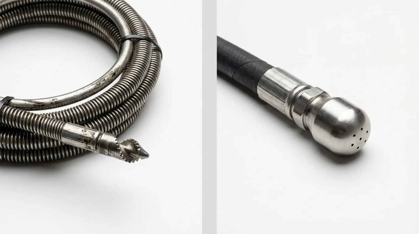 Drain snake cable and hydro jetting nozzle used for drain cleaning in Bay Pines, FL