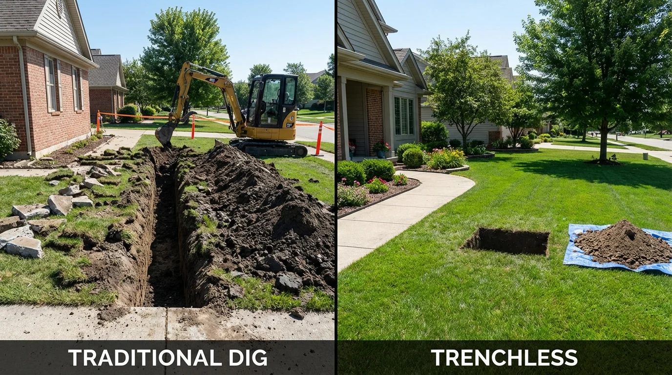 Trenchless sewer repair with minimal yard damage versus traditional excavation in Bay Pines, FL